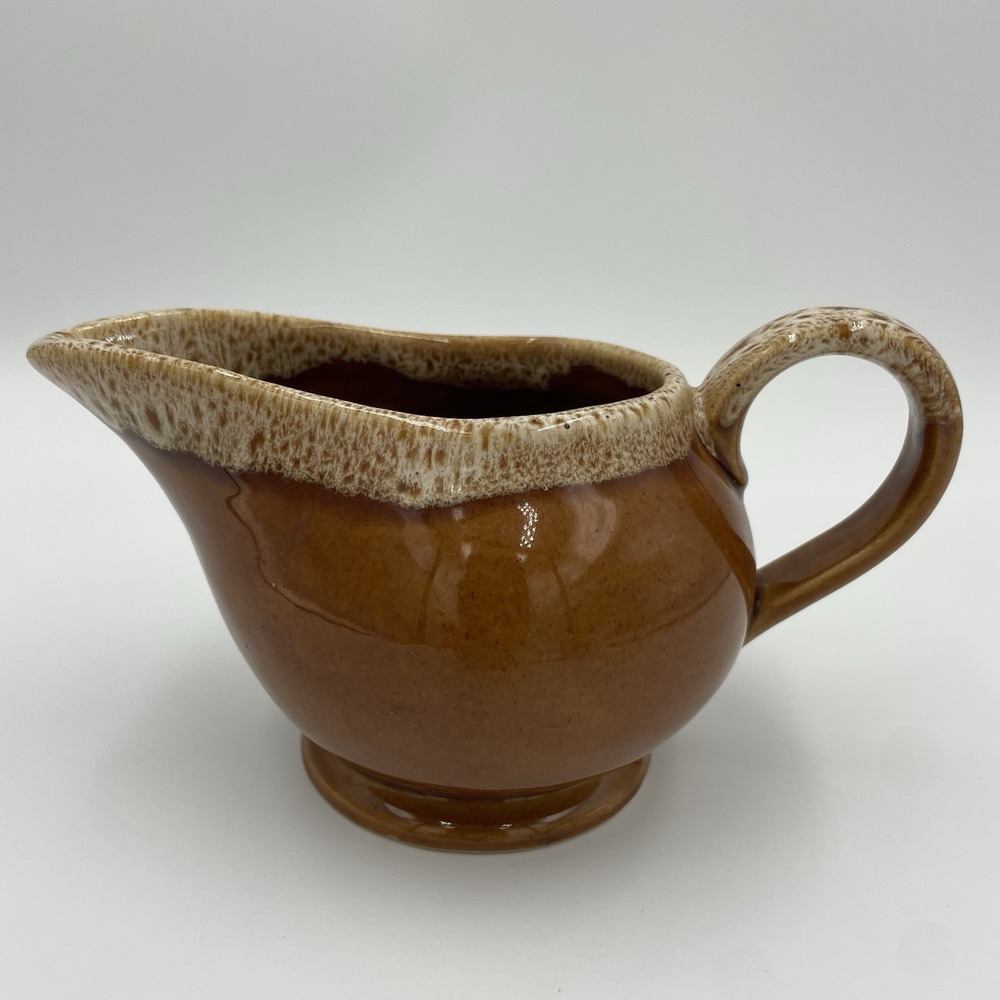 VTG McCOY USA Brown Speckled Drip‎ Glaze 3.5" Creamer Pitcher- Gravy Boat